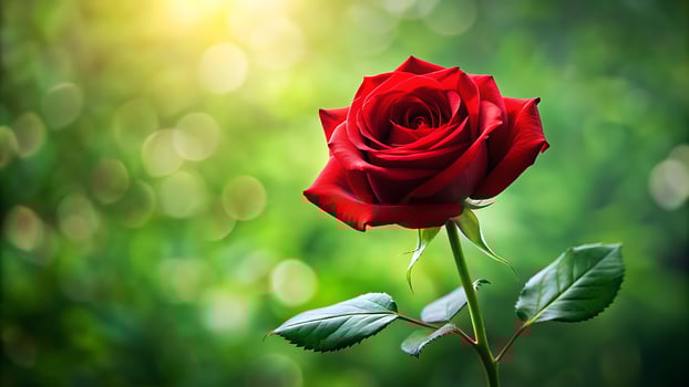 Close up of Fresh beautiful Rose flower Blossoms, isolated on a blurry green nature background photo