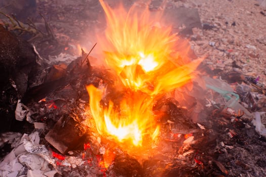burning red bonfire, flame, in the kiln photo