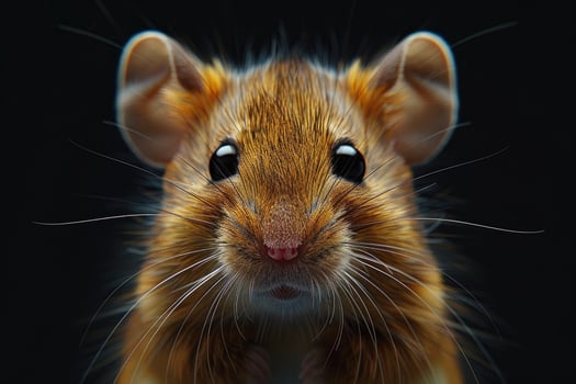 Brown mouse posing on a black background photo