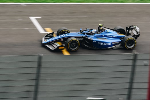 Spa Francoshamps, Belgium - Jul 26, 2024 - Formula 2 car on a start-finish straight photo