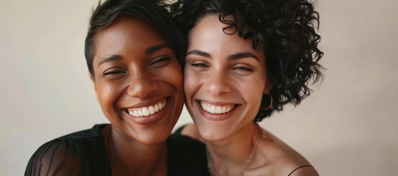 Happy Lesbian Couple Embracing and Spreading Love.Generated image photo