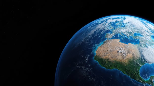 3D global view of Earth during La Nina, focusing on enhanced hurricane activity and cooler sea temperatures in the Pacific photo