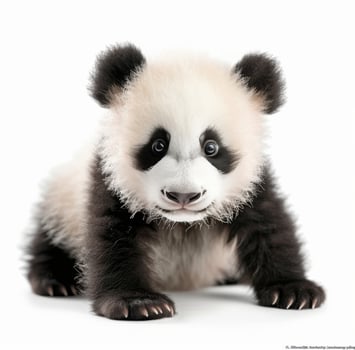 Adorable Panda Cub Sitting on White Background photo