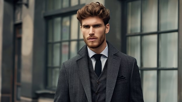 handsome model wearing business attire photo