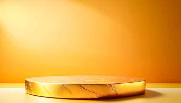 Gold Podium on Yellow Background photo