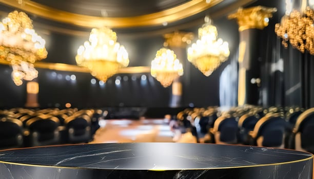 Black Marble Tabletop In Luxurious Interior photo