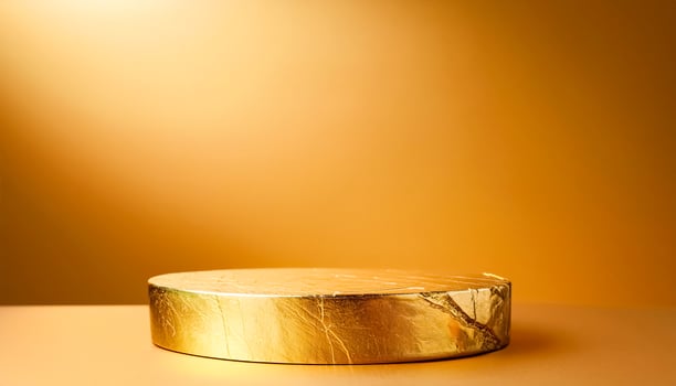 Golden Pedestal on a Yellow Background photo