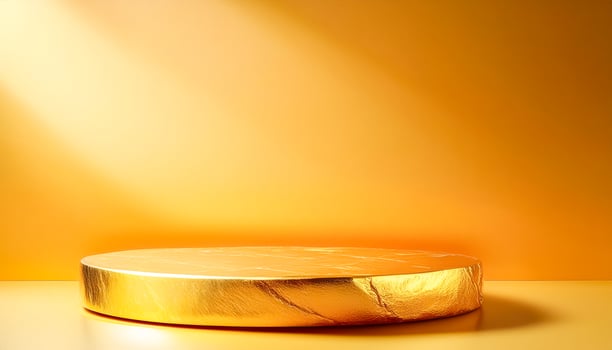 Gold Podium On Orange Background photo