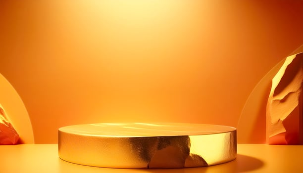 Golden Platform on Orange Background photo