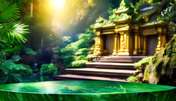 Green Jade Table in a Jungle Setting photo