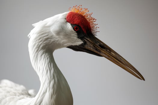 Siberian Crane bird in studio isolated on white background photo