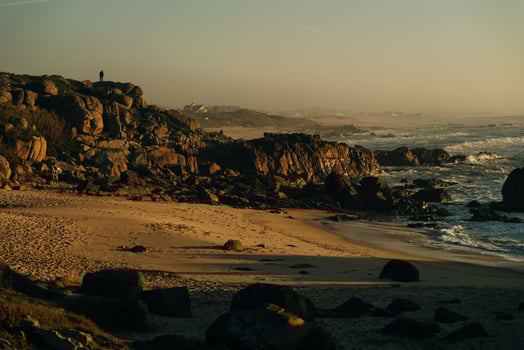 pilgrimage way at the sunset, Camino Portuguese, Portugal photo