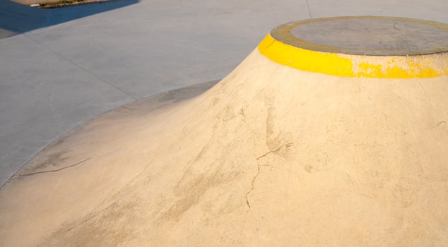 Detail of a ramp in a skatepark at sunset, skateboard concept photo