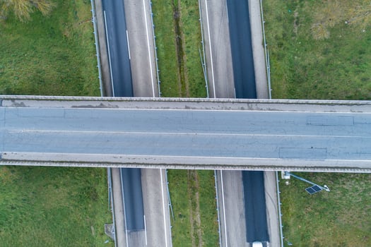 top aerial view of a highway overpass photo