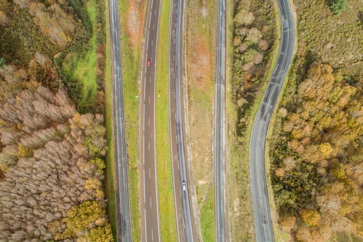 aerial view of a highway in an autumn landscape photo