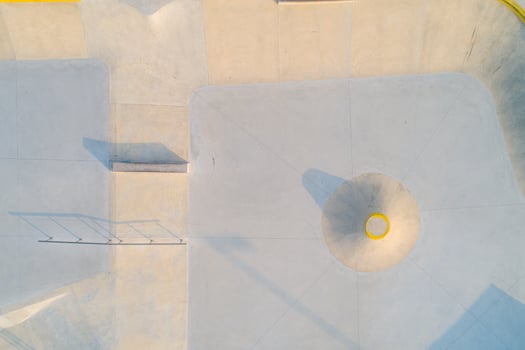 aerial view of a newly constructed skatepark photo