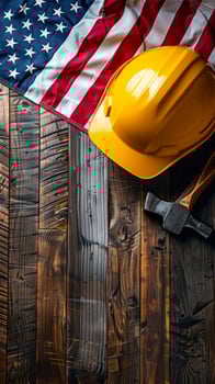 American Flag and Safety Gear for Labor Day Celebration photo