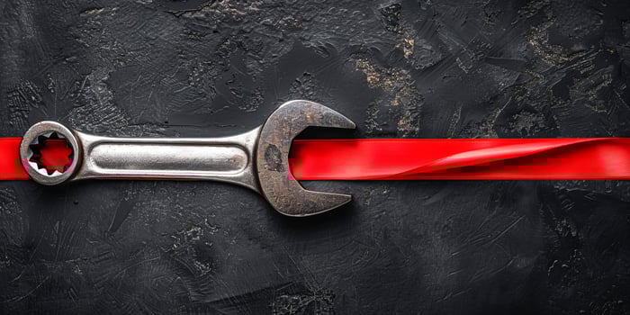 Industrial Wrench and Red Ribbon for Labor Day photo