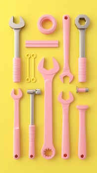 Colorful Repair Tools - Pink and Yellow Minimal Design photo