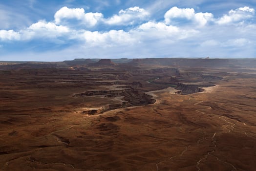 Canyons National Park in Utah overlooking the green river, Canyons National Park with blue sky photo
