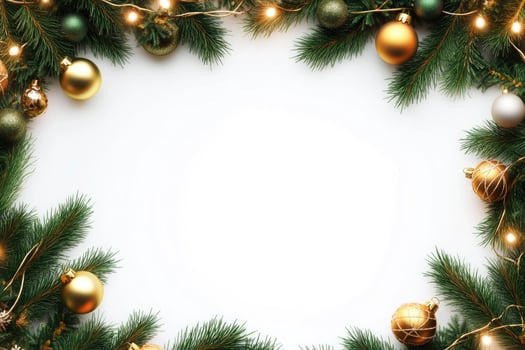 Christmas banner with pine branches and empty space for text. photo