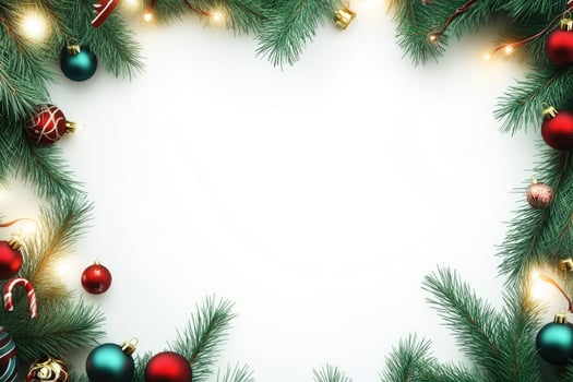 Christmas banner with pine branches and empty space for text. photo