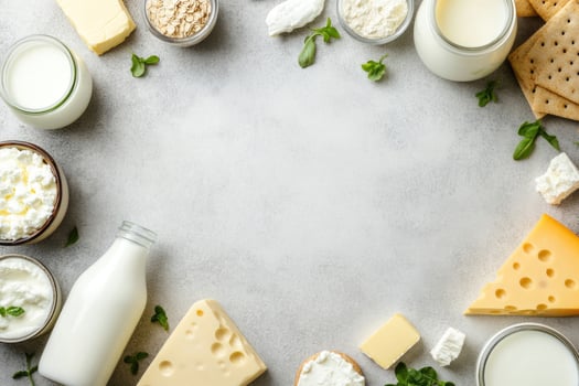 Fresh dairy products with blank space. photo