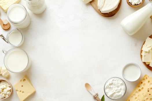 Fresh dairy products with blank space. photo