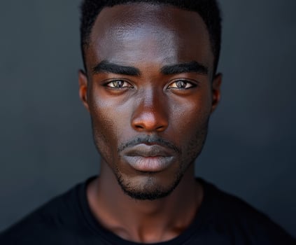 Young African American Male Portrait on Solid Background photo