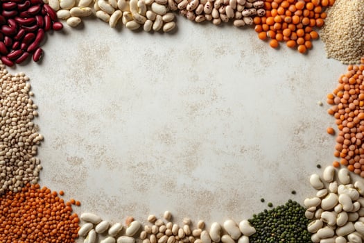Fresh legumes and pulses with blank space. photo