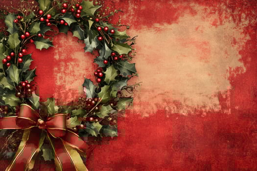 Christmas banner with a festive wreath and space for custom design. photo