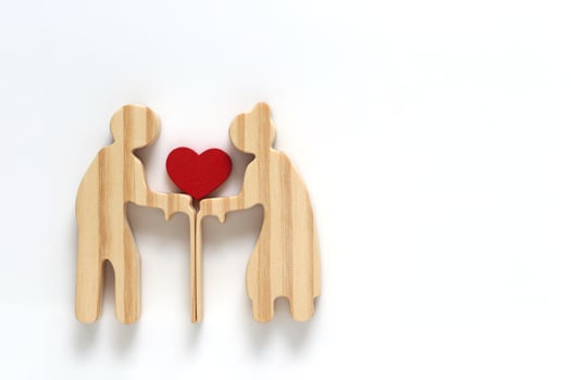 Mutual fund,Love couple senior on white background, Save money for prepare in future and pension retirement concept photo