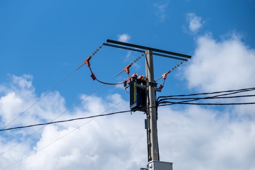 power pole with electric transformer photo