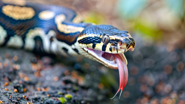Snake with mouth open and tongue out photo