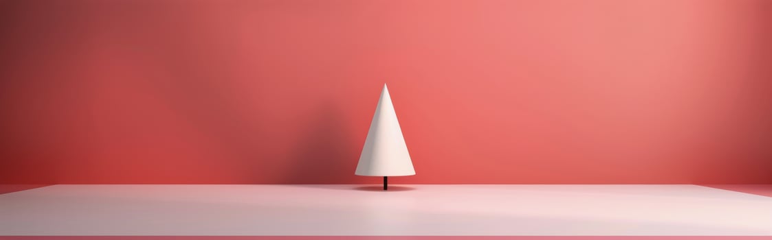Geometric Paper Christmas Tree in Minimalist Room Decorated With Triangular Backgrounds photo