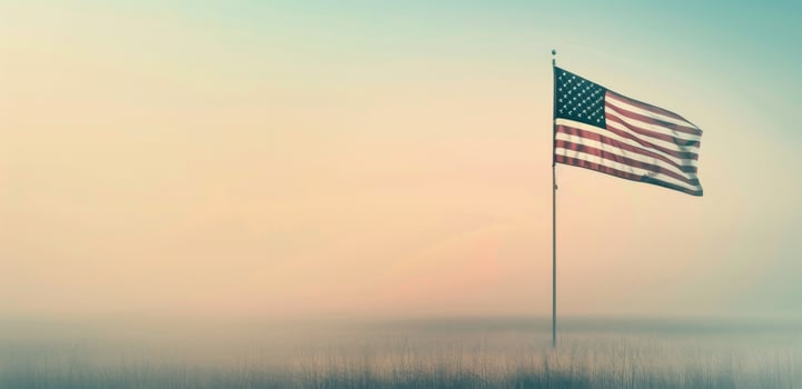 Small American Flags Displayed on a Soft-Focused Background photo