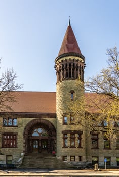 Facade of the historic Orton Hall built in 1893 and now an iconic symbol of Ohio State University in Columbus, OH photo