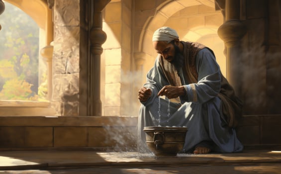 Muslim Individual Performing Ablution in Preparation for Prayer.Generated image photo