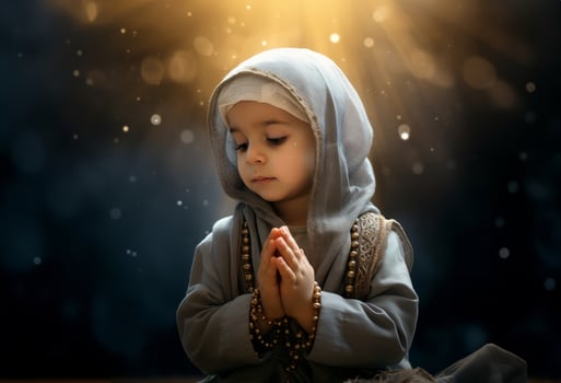 Adorable Muslim baby girl wearing a hijab, embodying innocence and cultural tradition..Generated image photo