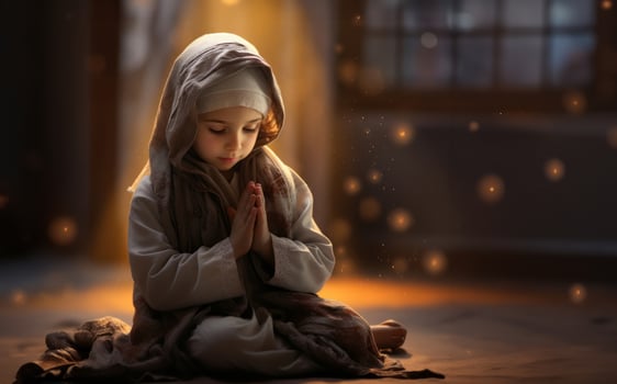 Closeup of a Muslim Child Reading the Holy Quran photo