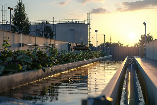 Hydroelectric power energy plant with large turbines and water spills photo
