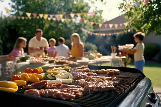 Family Barbecue in the Backyard photo