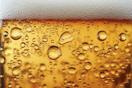Beer banner with a close-up of beer bubbles and space for text. photo