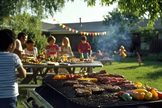 Family Barbecue in the Backyard photo