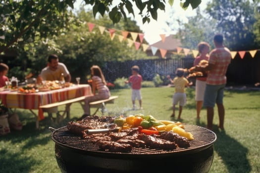 Family Barbecue in the Backyard photo