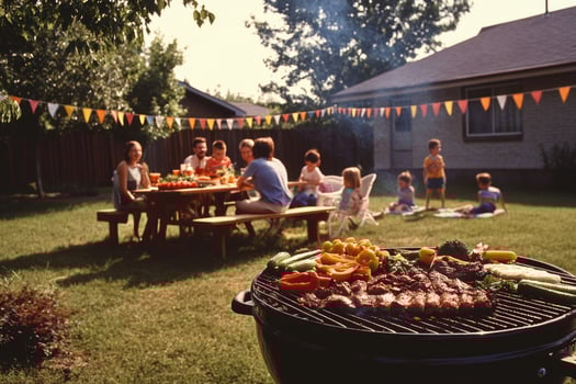 Family Barbecue in the Backyard photo