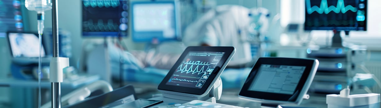 A demonstration of IoT impact on healthcare, with smart devices improving patient care and operational efficiency by aigenerative photo
