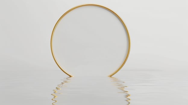 gold frame on the water with reflection photo
