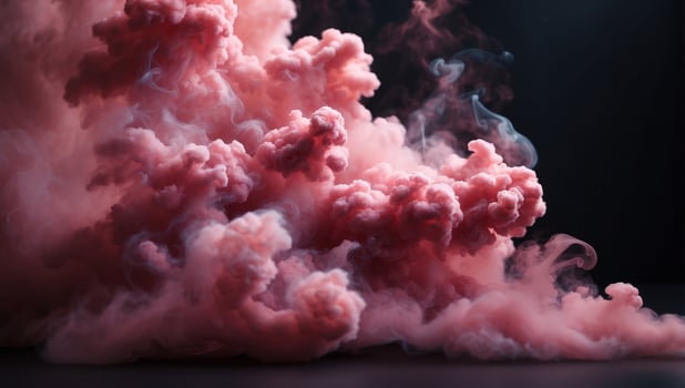 Abstract cloud of pink smoke on a dark background. photo