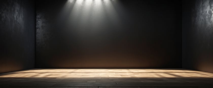 Black wall and smooth floor with beautiful window shadow and sun glare Universal background for product presentation. photo